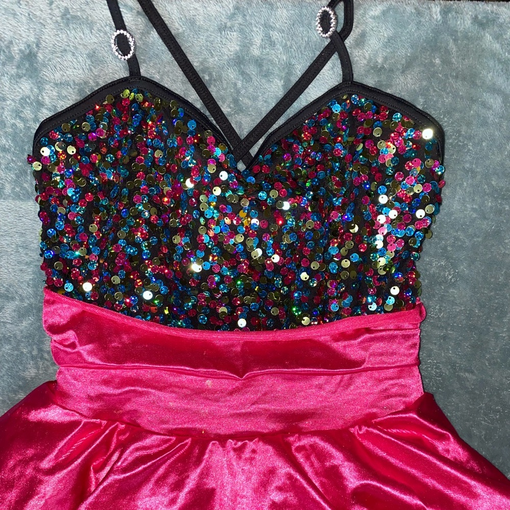 Large child multicolored stretchy dance costume